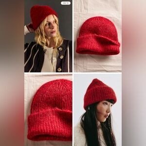 Free People Frostline Beanie - Vibrant Red